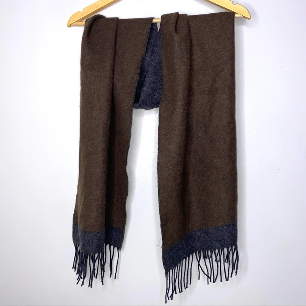 Chelsey by Joseph Cashmere Scarf Women 100% Cashmere Long Brown Fringe Hem NWOT